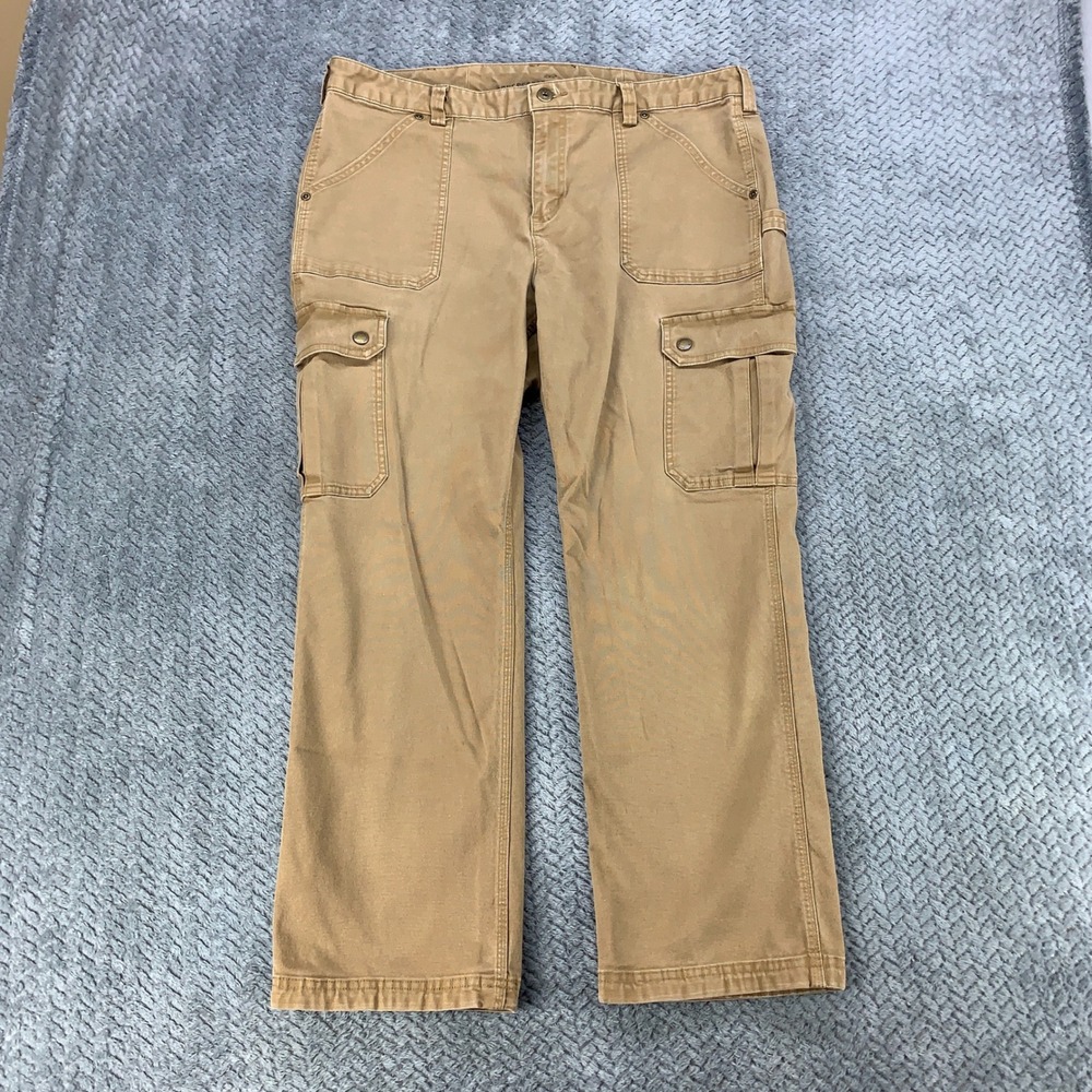 Duluth Trading Co Cargo Pants Womens 16 Brown Curvesetter Waistband Straight Leg
